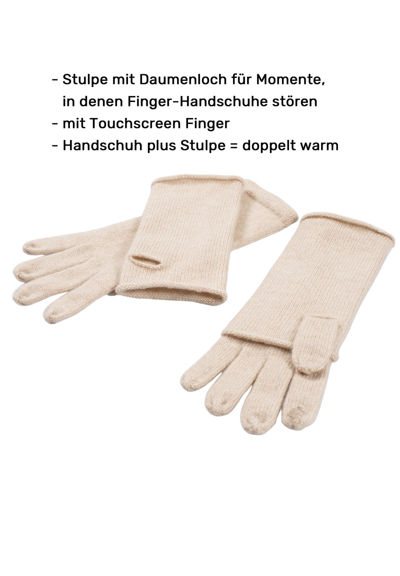 (image for) Online Verkaufen Kaschmir-Beanie, Handschuh + Schal mit Fischgrät-Muster - Beige meliert mütze shop